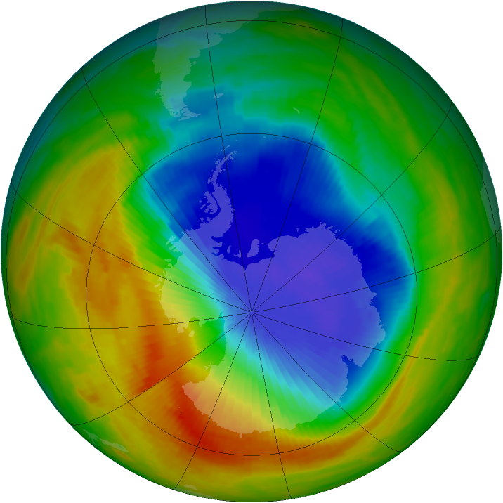 Antarctic ozone map for 01 November 1989